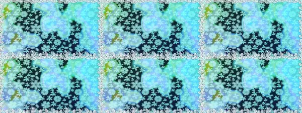 Mavi renkte etnik çiçeklerle kusursuz bir desen. Asya Tekstil 'inde Raster Çiçek İllüstrasyonu.