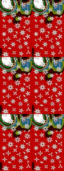 Renkli süs kenarı. Çizim kalıbı. Kırmızı renklerde. Hint süsü. Çiçek duvar kağıdı. Raster illüstrasyonu.