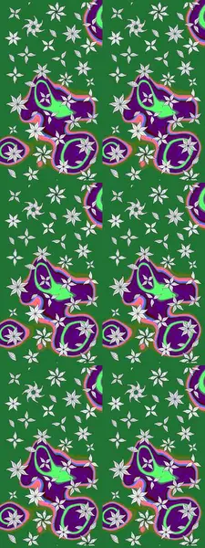 Düz Çiçek Elementleri Tasarımı. Yeşil renkli çiçekler. Renkli Bahar Teması eskiz kalıbı. Sevimli çiçek raster deseni.