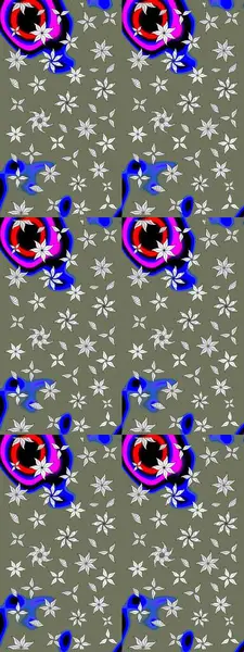 Robot resim. Çiçekli yaz çiçekleri. Küçük çiçekte güzel bir desen. Motley illüstrasyonu. Küçük renkli çiçekler. Moda baskıları için zarif bir şablon.