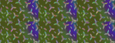 Kar Tanesi Mozaik ikonu. Düz dizayn. Yeşil, mor ve mavi siluet kar tanesi işareti. Grafiksel element dekorasyonu. Raster illüstrasyonu. Sembol kışı, donmuş, Noel, yeni yıl tatili.