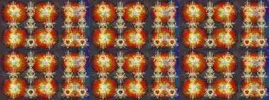 Raster illüstrasyonu. Bokeh kahverengisi, gri, kırmızı ve kar taneleriyle dekoratif Noel arkaplanı.