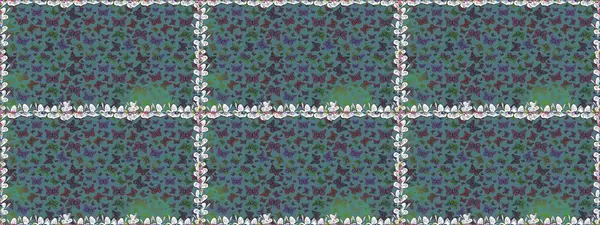 Raster. Çizim, karalama, karalama. Moda Kumaşı Tasarımı. Kelebekli kusursuz soyut çiçek arkaplanı. Sonsuz.