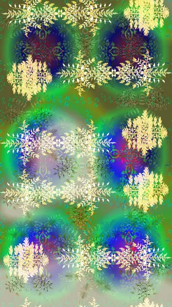 Yeşil, nötr ve mavi kar taneli Noel kartı, yeşil, nötr ve mavi renkler. Kış kartı Mutlu Noeller, Yeni Yıl ve Mutlu Tatil Raster çizimleri. Kar taneleri arkaplanı.