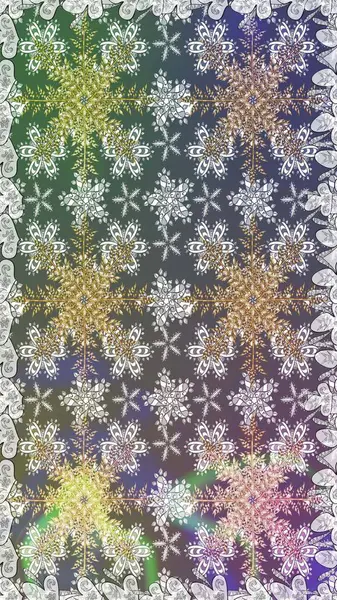 Noel, kar tanesi, yeni yıl 2019. Gri renklerde, altın elementlerle kusursuz klasik desen.