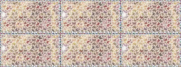 Tarafsız ve gri arka planda renkli kelebekler. Renkli folklorlu, kelebekli kusursuz desen. Paketleme, kağıt, kumaş için uygun.