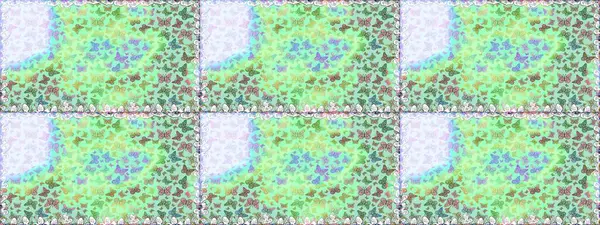 Kelebekler, yeşil ve nötr renklerde kusursuz desenler çizerler. Şirin Raster çizimi. Web sayfası arkaplanları, duvar kağıtları, tekstil, yüzey dokuları için mükemmel.
