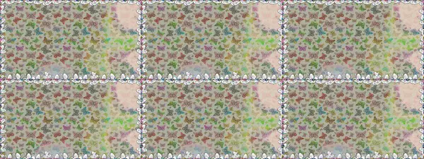 Raster renkli sonsuz doku. Elle çizilmiş illüstrasyon. Kelebeklerle kusursuz desen. Bahar ve yaz tasarımı için renkli arkaplan.