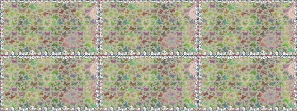 Kumaş, Tekstil, Baskı ve Davetiye için arka plan. Gri ve nötr renkler üzerine bir resim. Doğadaki güzellik. Raster illüstrasyonu. Suluboya Biçimli Uçan Kelebeklerle kusursuz desen.