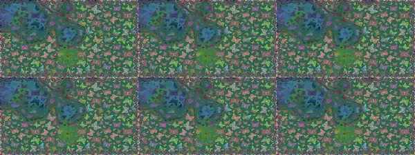 Raster illüstrasyonu. El çizimi kelebekli moda raster yaz deseni. Kusursuz desen. Kağıt, kumaş, ambalaj kağıdı ve duvar kağıdı tasarımı için sevimli bir arkaplan.