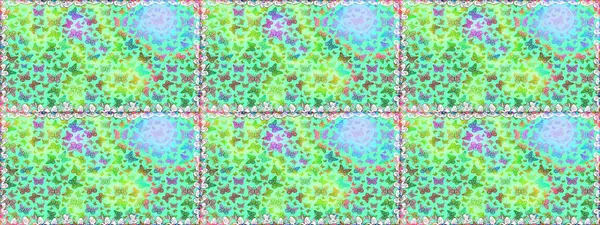 Doğadaki güzellik. Kumaş, Tekstil, Baskı ve Davetiye için arka plan. Raster illüstrasyonu. Suluboya Biçimli Uçan Kelebeklerle kusursuz desen.