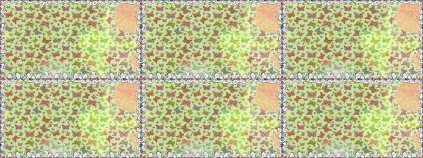 Raster illüstrasyonu. Parmak izi dokuları için sevimli bir kelebek. Giysi tasarımı için dekor arka planı. Tarafsız ve bej rengi kelebek deseni.