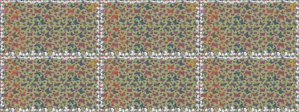 Tarafsız ve mavi renklerde sanat kelebekleri. Çocuk kelebeklerin pürüzsüz deseni. Raster. Kağıt, kumaş, ambalaj kağıdı ve duvar kağıdı tasarımı için sevimli bir arkaplan.