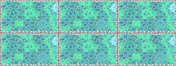 Çocuk için bahar paleti olan güzel raster kelebeği. Klasik tarzda hem de. Raster illüstrasyonu. Mavi ve yeşil arkaplandaki suluboya kelebekler.