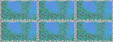 Şirin kelebeklerin kusursuz desenleri. Elle çizilmiş illüstrasyon. Moda Kumaşı Tasarımı. Raster. Mavi ve yeşil renkli resimler.