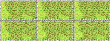 Kusursuz. Yeşil ve sarı renkli resimler. Kelebek desenli güzel çizim tasarımı. Ambalaj kağıtları ve duvar kağıtları için sevimli bir arkaplan, kumaş tasarımı, kağıt.