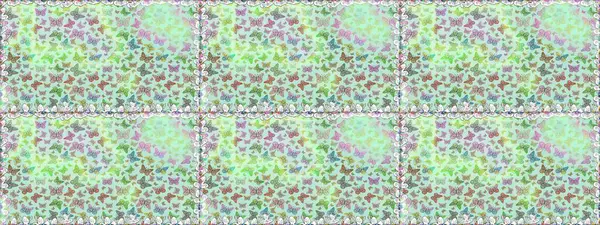 Kumaş, tekstil, baskı ve davetiye için arka plan. Tarafsız ve yeşil renkli resimler. Suluboya soyut parlak desenli kelebek kanatları, retro renkler.