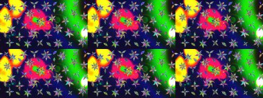 Çocuk stili. Çiçekli eskiz arkaplanı. Düz Çiçek Elementleri Tasarımı. Renkli Bahar Teması çizim şablonu.