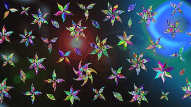 Gri renkli Asya tekstili. Raster illüstrasyonu. Suluboya çiçekli çiçek deseni.