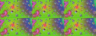 Elle boyanmış suluboya resim çizimleri, çiçekler ve bitkiler. Yeşil renkte çiçekler.