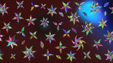 Düz Çiçek Elementleri Tasarımı. Sketch Colour Spring Theme eskiz kalıbı. Kahverengi renkli çiçekler. Sevimli çiçek raster deseni.