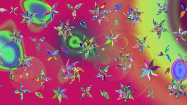 Mor renkte çiçekler. Tatil havası. Raster güzel bir çiçek deseni çizmiş. Bahar mevsimi. Nazik romantik baskı.