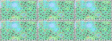 Giysi tasarımı için mavi ve nötr arkaplan üzerine dekorasyon. Renkli kelebeklerin kusursuz arka planı. Raster illüstrasyonu.