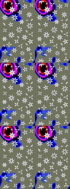 Robot resim. Çiçekli yaz çiçekleri. Küçük çiçekte güzel bir desen. Motley illüstrasyonu. Küçük renkli çiçekler. Moda baskıları için zarif bir şablon.