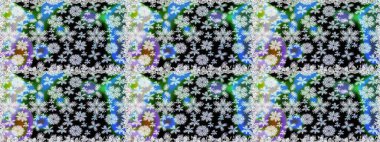 Düz Çiçek Elementleri Tasarımı. Renkli Bahar Temalı Kusursuz Arkaplan. Raster..