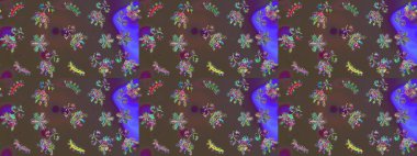 Renkler. Raster illüstrasyonu. Kar tanelerinin soyut arkaplanı olan şirin bir Noel arkaplanı. Kahverengi, gri ve mor kar taneleri. Noel ve Yeni Yıl moda baskıları için tatil tasarımı.