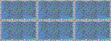 Raster illüstrasyonu. Kumaş, Tekstil, Baskı ve Davetiye için arka plan. Mavi ve mor arka planda kelebek olan kusursuz desen.