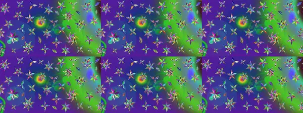 Renkli Bahar Teması eskiz kalıbı. Raster illüstrasyonundaki çiçek desenli çizim. Düz Çiçek Elementleri Tasarımı. Yeşil renkte çiçekler.