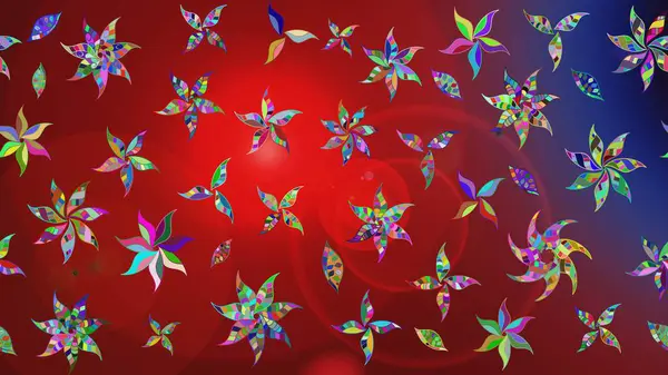 El yapımı çiçek ve bitki koleksiyonu. Robot resim tarzı kırmızı renkler. Şirin karalamalı çiçek desenli çizim. Raster illüstrasyonu. Raster illüstrasyonu.