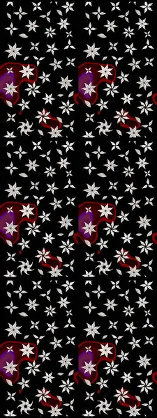 Siyah renkli çiçekler. Raster illüstrasyonunda çiçek deseni çizimi.