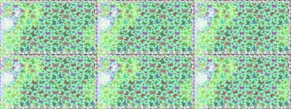 Sonsuz. Raster. Moda Kumaşı Tasarımı. Kelebekli kusursuz soyut çiçek arkaplanı. Çizim, karalama, karalama.