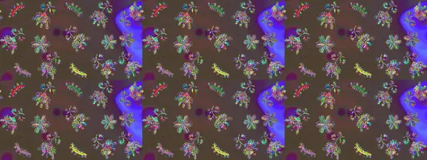 Renkler. Raster illüstrasyonu. Kar tanelerinin soyut arkaplanı olan şirin bir Noel arkaplanı. Kahverengi, gri ve mor kar taneleri. Noel ve Yeni Yıl moda baskıları için tatil tasarımı.