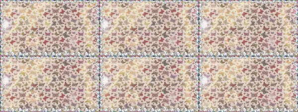 Tarafsız ve gri arka planda renkli kelebekler. Renkli folklorlu, kelebekli kusursuz desen. Paketleme, kağıt, kumaş için uygun.