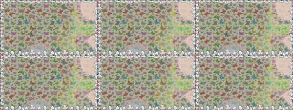 Raster renkli sonsuz doku. Elle çizilmiş illüstrasyon. Kelebeklerle kusursuz desen. Bahar ve yaz tasarımı için renkli arkaplan.