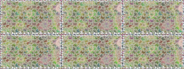 Kumaş, Tekstil, Baskı ve Davetiye için arka plan. Gri ve nötr renkler üzerine bir resim. Doğadaki güzellik. Raster illüstrasyonu. Suluboya Biçimli Uçan Kelebeklerle kusursuz desen.