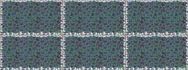 Kelebekli renkli bir halk müziği. Mavi ve gri arka planda renkli bir kelebek. Davetiye, kart, yazdırma için basit şirin desen.