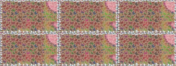 Raster illüstrasyonu. Çizim, karalama, karalama. Erkekler, kızlar, elbiseler, duvar kağıtları için soyut, pürüzsüz desen. Kelebeklerle kusursuz desen. Sonsuz.