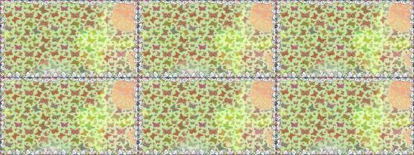 Raster illüstrasyonu. Parmak izi dokuları için sevimli bir kelebek. Giysi tasarımı için dekor arka planı. Tarafsız ve bej rengi kelebek deseni.