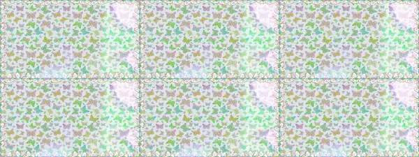 Kumaş, kağıt, ambalaj kâğıdı ve duvar kağıdı tasarımı için hoş bir arka plan. Gri ve nötr. Kelebeklerle kusursuz desen.