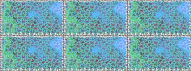 Soyut, pürüzsüz bir arkaplan. Duvar kağıtları, web sayfası geçmişi, yüzey dokuları, tekstil için mükemmel. Mavi ve yeşil renkli resimler tropikal kelebeklerle birlikte. Raster kelebekleri deseni.