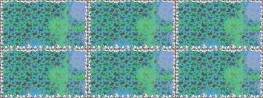 Raster illüstrasyonu. Egzotik hayvanlar. Kumaş, kağıt, ambalaj kâğıdı ve duvar kağıdı tasarımı için harika bir arka plan. Mavi ve yeşil kelebekler. Kusursuz..