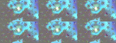 Raster illüstrasyonu. Mavi renkte çiçek çizimi. Mavi renkli çiçekler. Çiçek deseni. Şatafatlı bahar bahçesi dokusu.