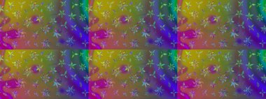 Modern çiçek arkaplanı. Moda baskıları için zarif bir şablon. Parlak renkli çiçekli ve yeşil yapraklı harika bir çiçek deseni. Halk stili.