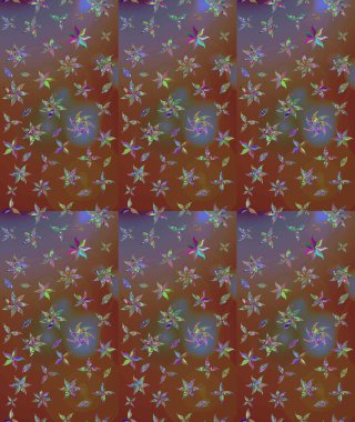 Çiçeksel çizim kalıbının yansıması. Vadinin çiçekleri kahverengi renklerde.