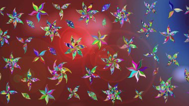 Raster illüstrasyonu. Şirin çiçekli eskiz deseni ve kahverengi renkli yapraklar, suluboya çiçek deseni, duvar kağıdı, kart veya kumaş için fayanslı.