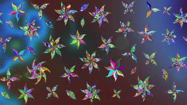 Taslak dekoratif arka plan, çiçek mandala. Raster illüstrasyonu. Mavi renklerde. Çiçek..